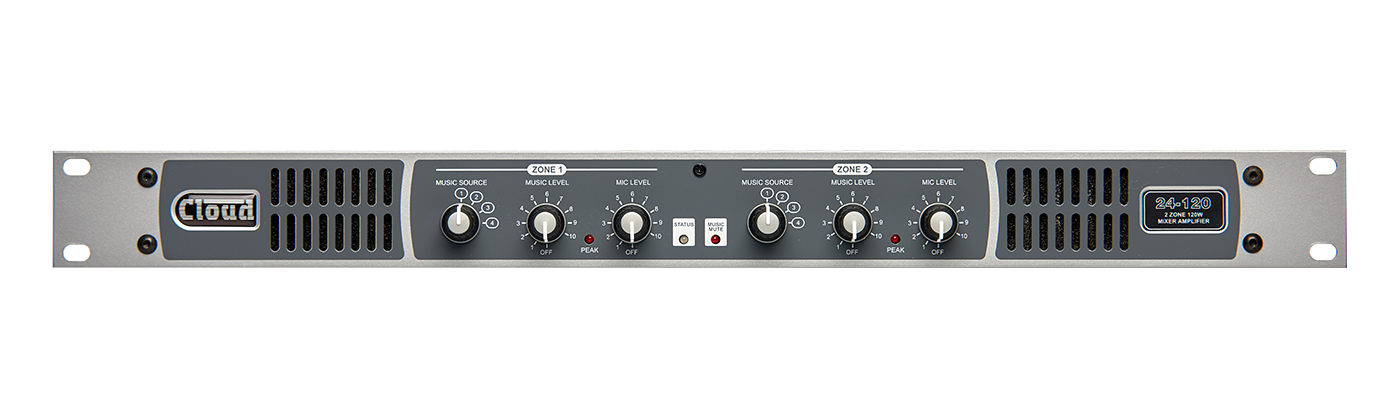 Cloud Electronics 2-Zone Integrated Amplifier - 2x120 Watt 4/8ohm or 70/100v 24-120 1RU