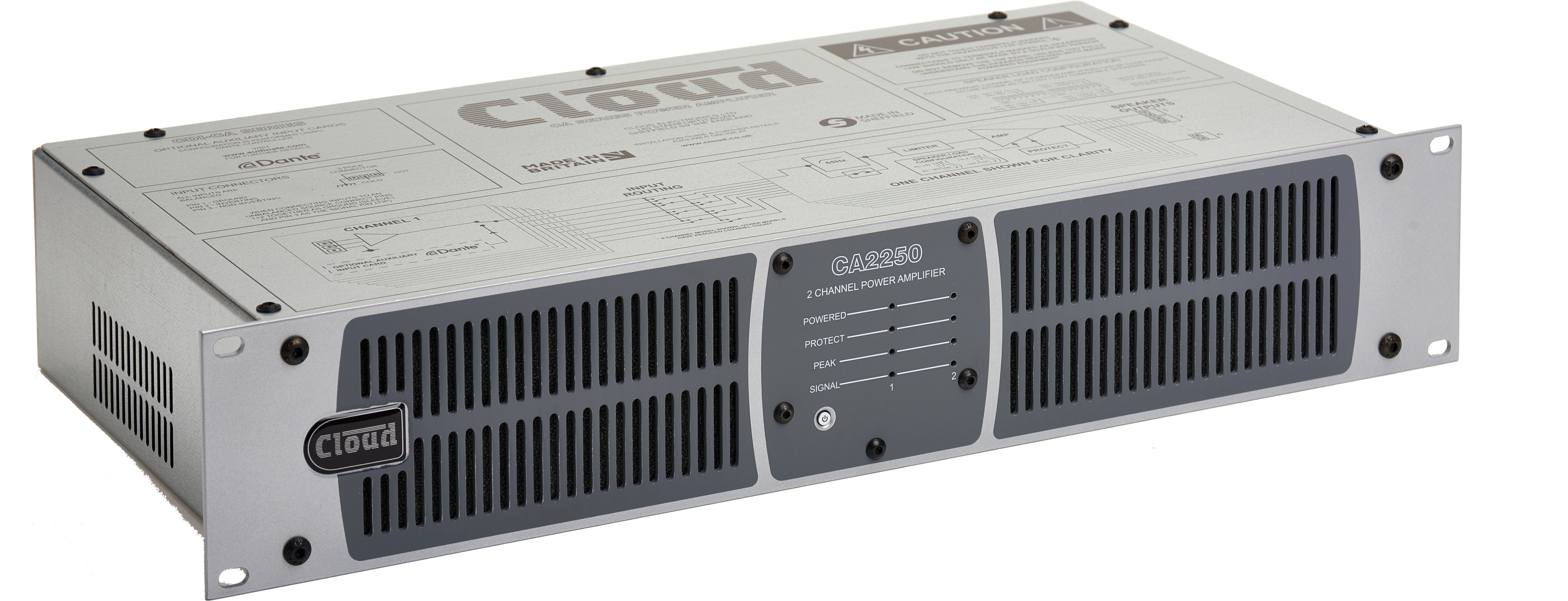 Cloud Electronics 2-Channel Audio Amplifier - 250 Watts Per Channel @ 4 Ohms or 70/100v CA2250