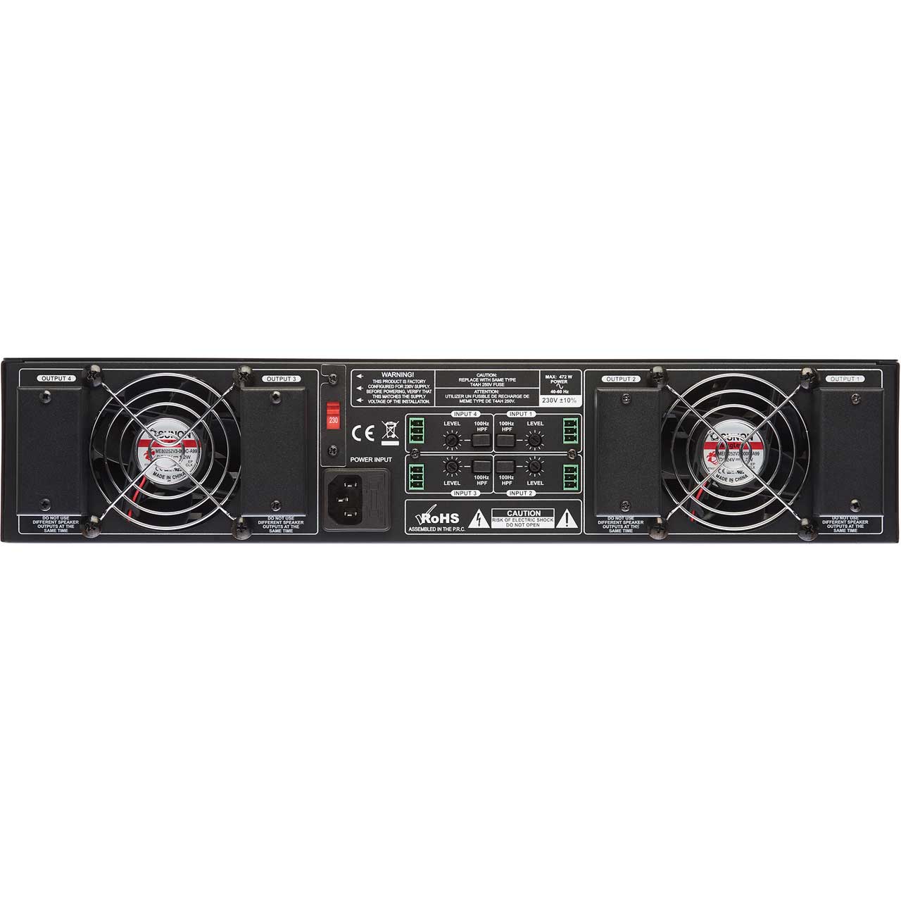 Cloud Electronics 4-Channel Audio Power Amplifier - 120 Watts Per Channel @ 4 Ohm or 25/70/100v VA4120 2RU