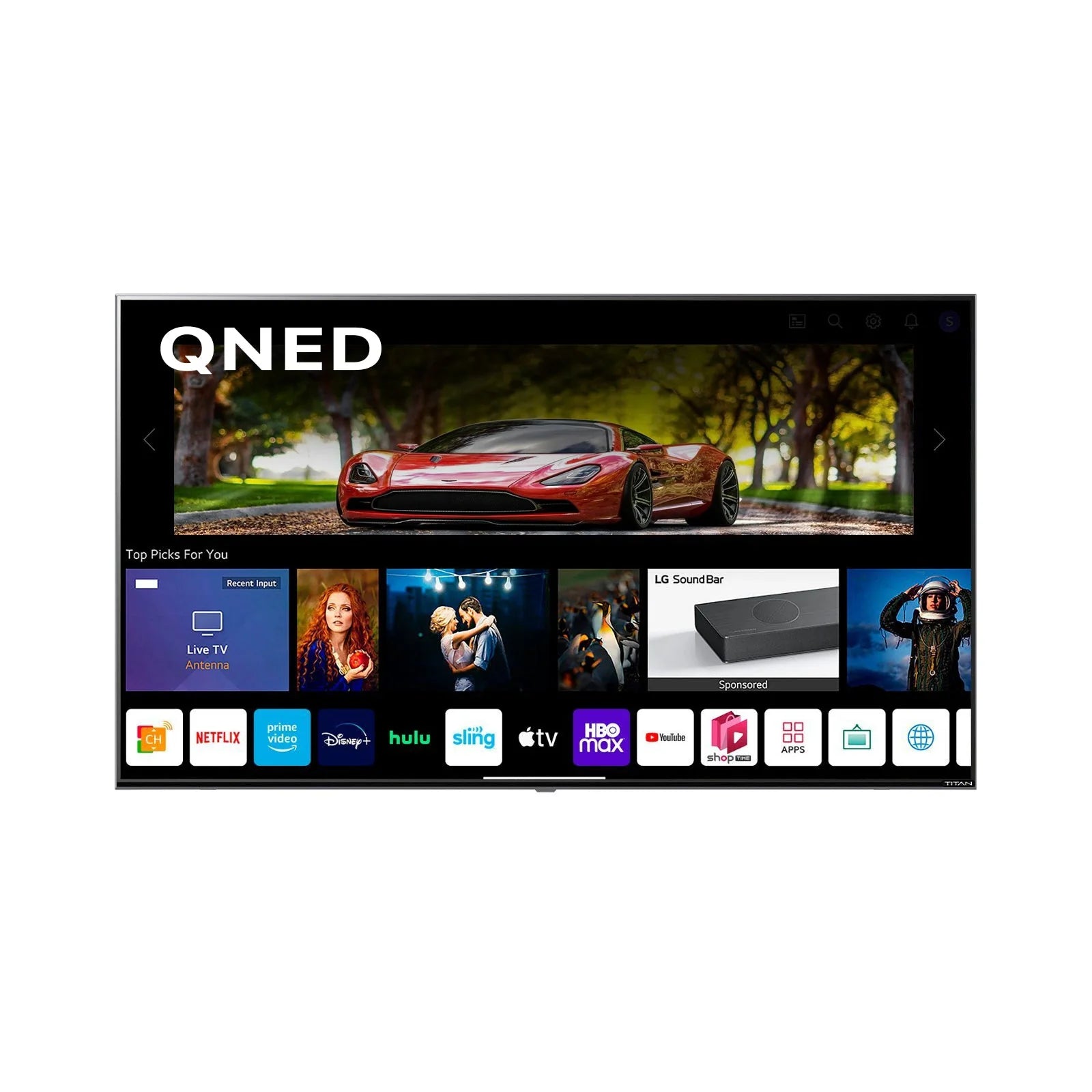 Titan Weatherproof Outdoor TV Partial Sun 4K Smart TV Powered By LG WebOS L-100 QNED