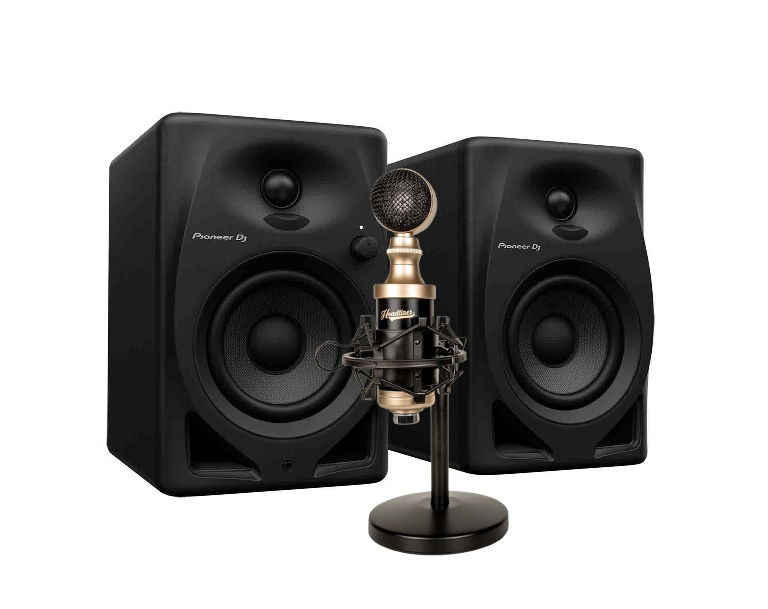 Pioneer DJ DM-40D Monitor Pair Speaker Package with 1 USB Condenser Microphone