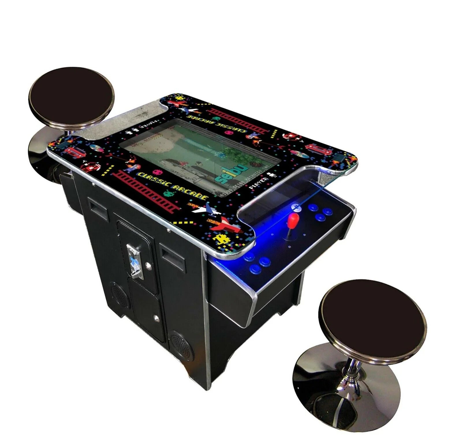 Abvideoarcades 412 ARCADE COMMERCIAL COCKTAIL TABLE w/Stools !