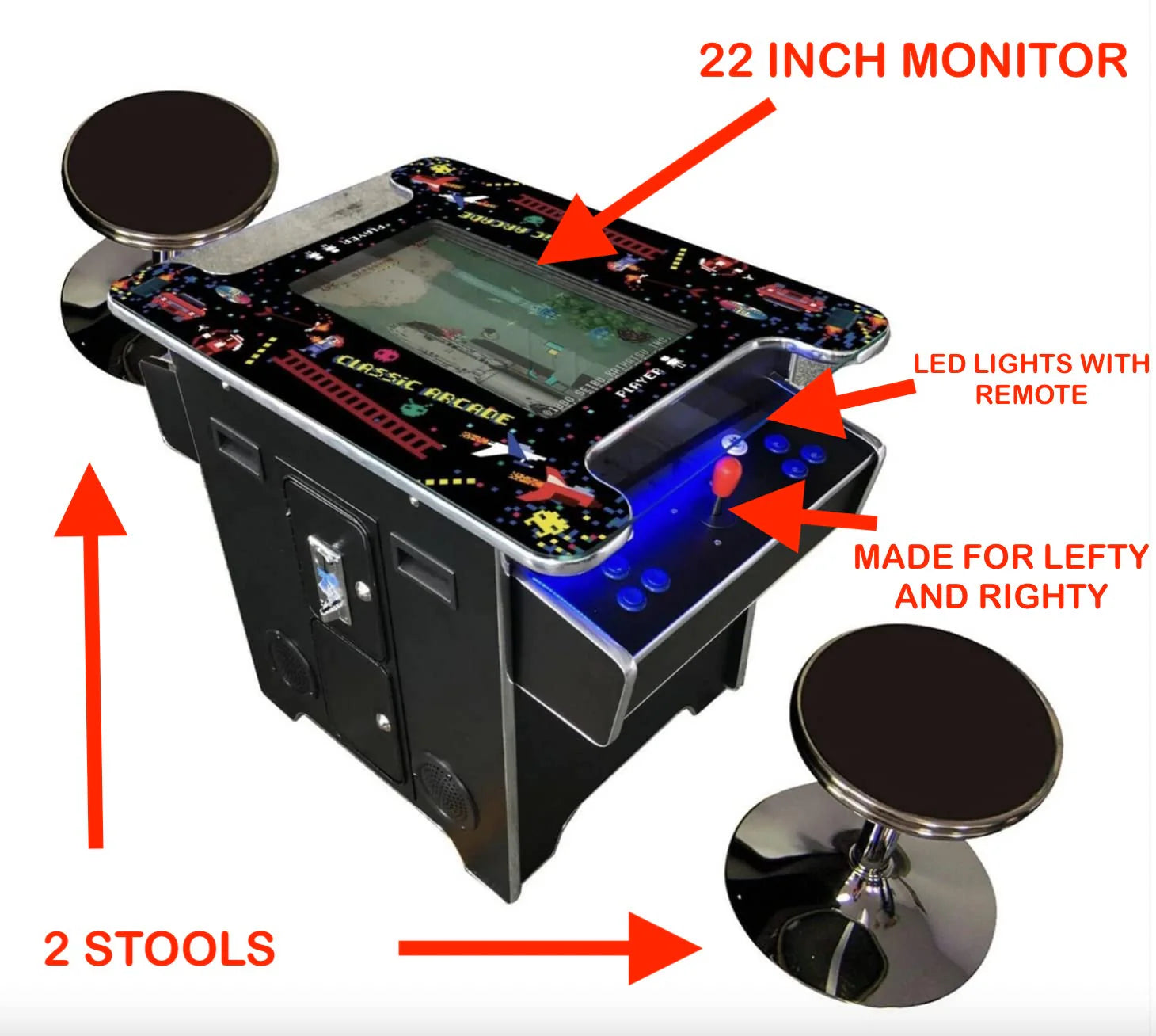 Commercial Grade 60 games in 1 Arcade Commercial Cocktail Table Machine Retro Multi-cade LED