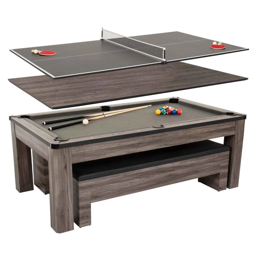 Atomic Hampton 7ft 3-In-1 Combo Game Table | Billiards + Ping Pong + Dining - SKU: G05302W