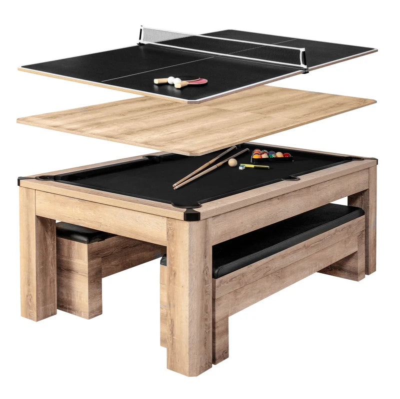 Atomic Hampton 7ft 3-In-1 Combo Game Table | Billiards + Ping Pong + Dining - SKU: G05302W-TAN