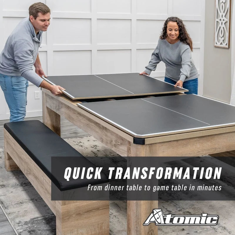 Atomic Hampton 7ft 3-In-1 Combo Game Table | Billiards + Ping Pong + Dining - SKU: G05302W-TAN